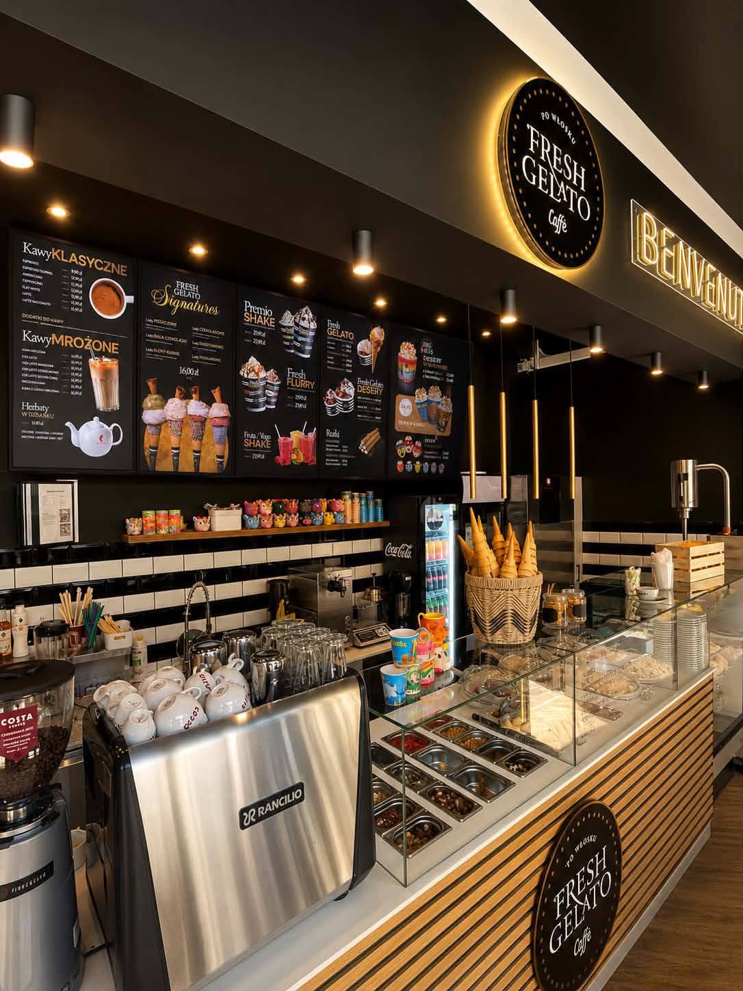 Wnętrze kawiarni Fresh Gelato Caffe w Gdańsku